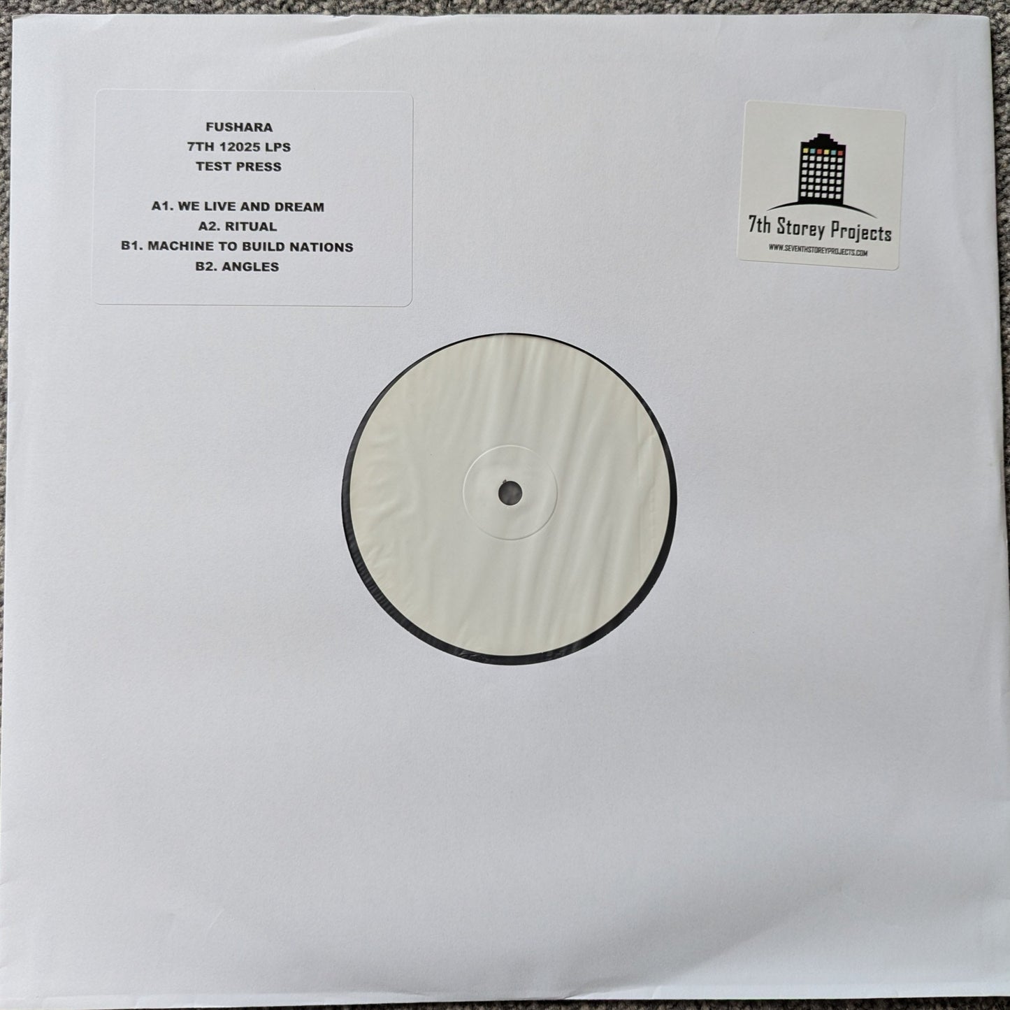 test press copy of Fushara - Tomorrow's Symbolism LP Sampler 12" vinyl release on 7th Storey Projects