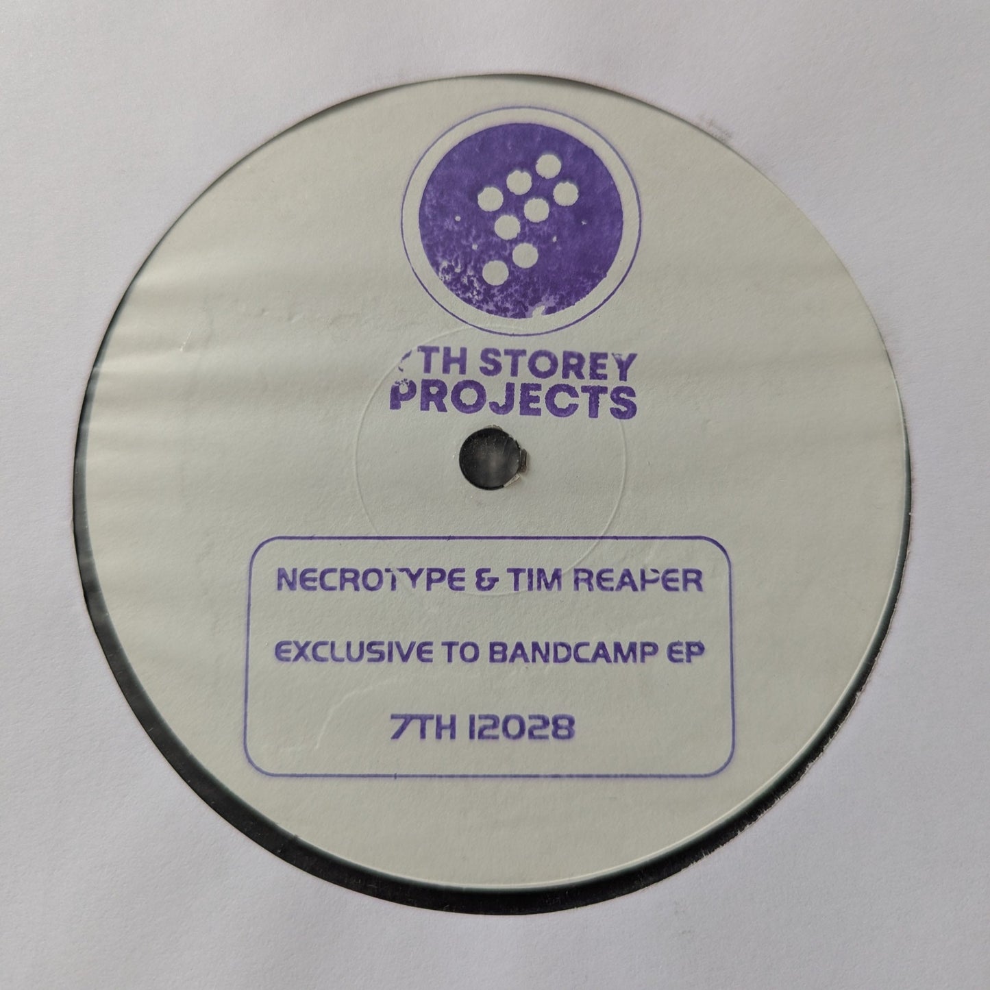 test press copy of Necrotype & Tim Reaper - Exclusive To Bandcamp EP - 12" vinyl release on 7th Storey Projects