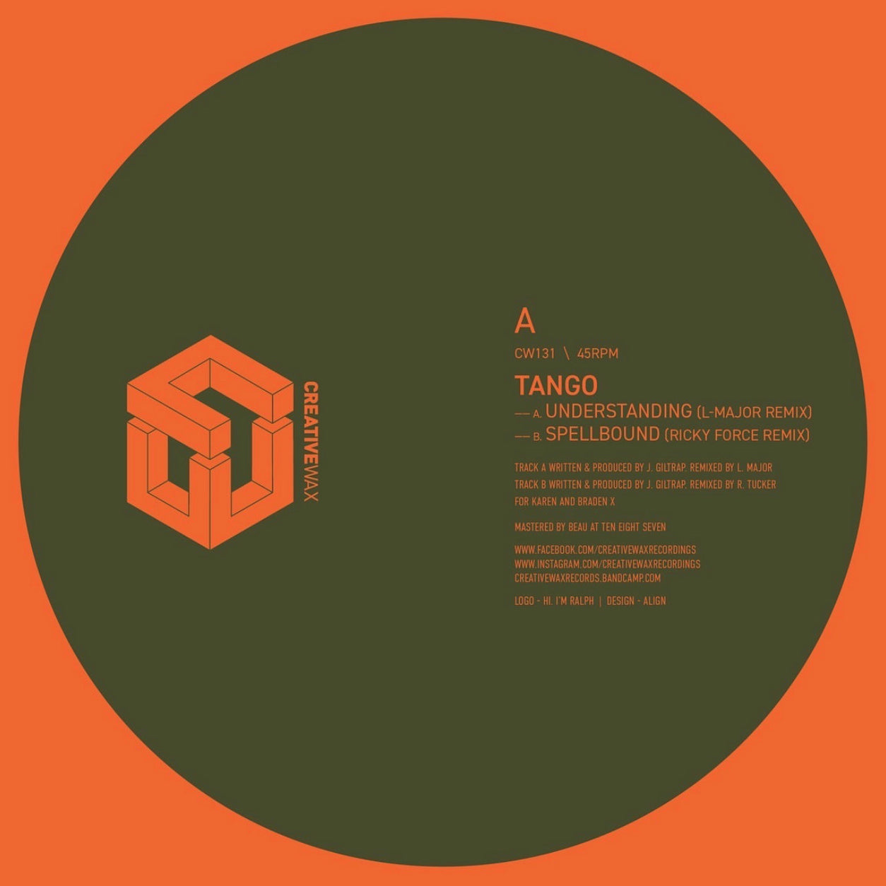 Label Art of Tango – Understanding (L Major Remix) / Spellbound (Ricky Force Remix), 12-inch black vinyl release on Creative Wax