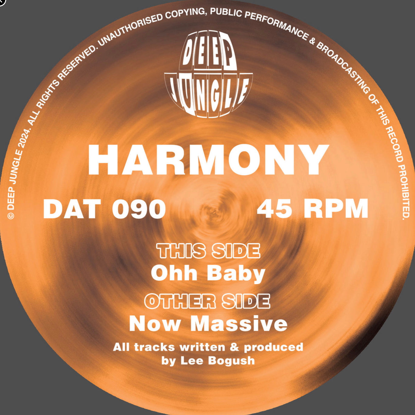 Label art of Harmony - Now Massive, 12-inch black vinyl release on Deep Jungle