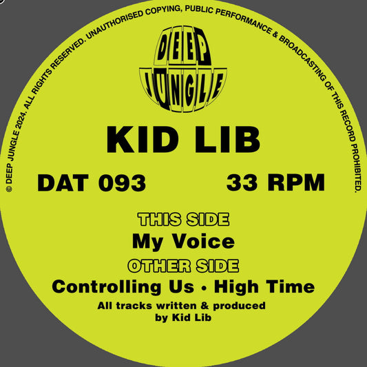 label art of Kid Lib - Controlling Us - 12" vinyl release on Deep Jungle