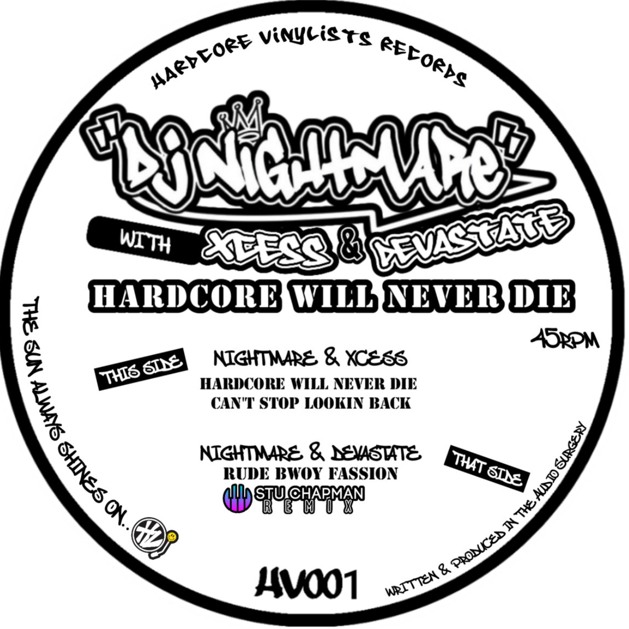 Label art of DJ Nightmare With Xcess & Devastate - Hardcore Will Never Die EP - 12" Vinyl on Hardcore Will Never Die