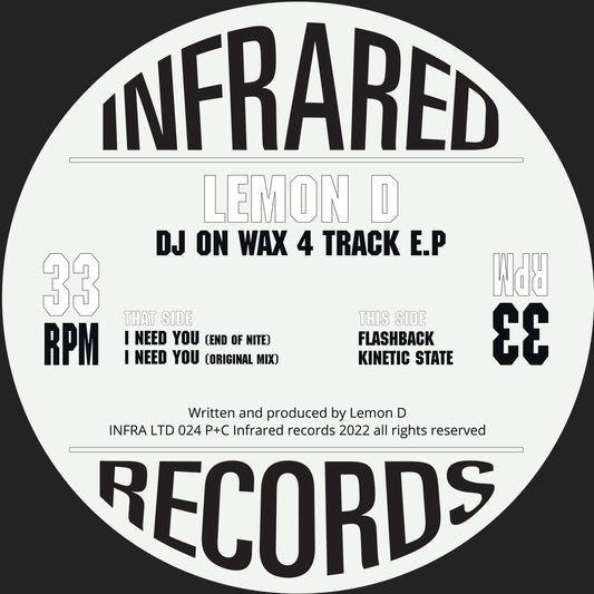 Label Art of From Lemon D – DJ On Wax 4 Track E.P, limited edition 12-inch red vinyl release on Infrared