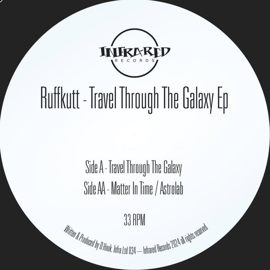 label art of Ruffkutt - Travel Through The Galaxy - 12" vinyl on Infrared Records