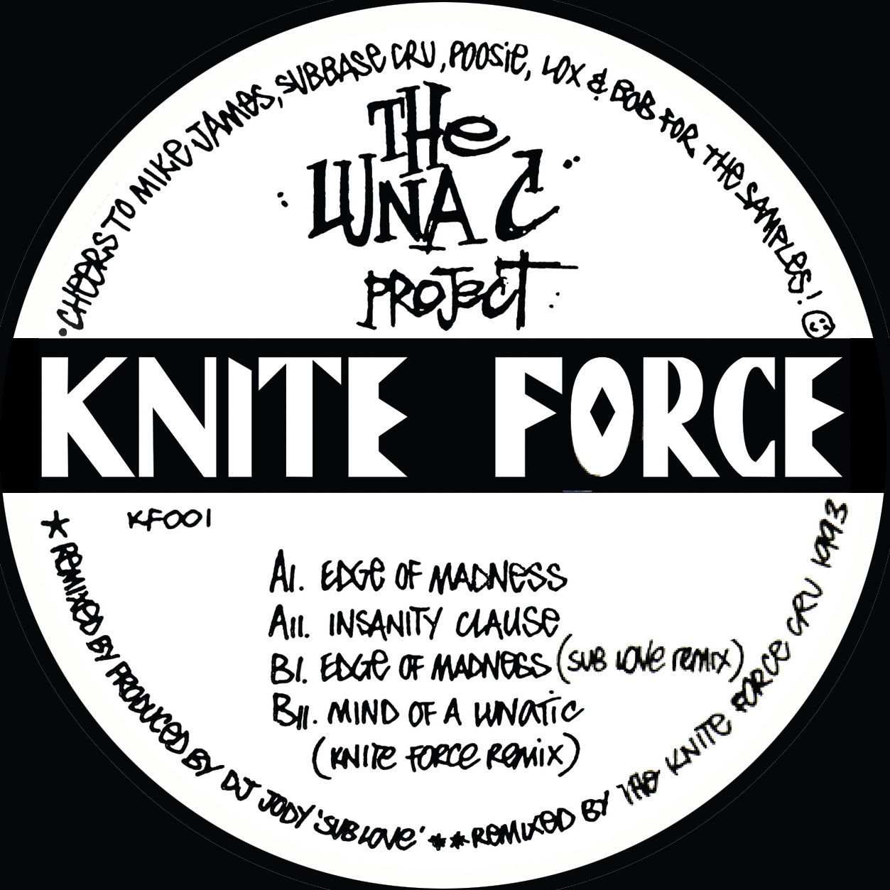 label art of DJ Luna-C - The Luna-C Project, 12" vinyl release on Kniteforce Records