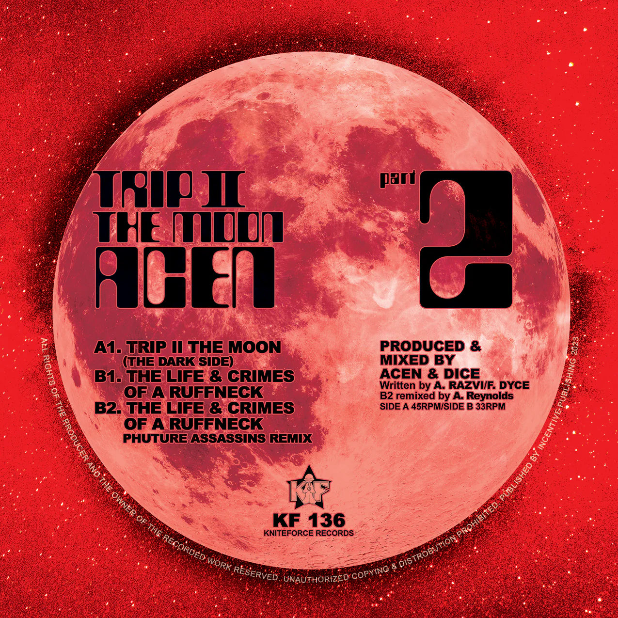 Cover art of Acen's Trip II The Moon Part 2 12-inch red vinyl release on Kniteforce Records