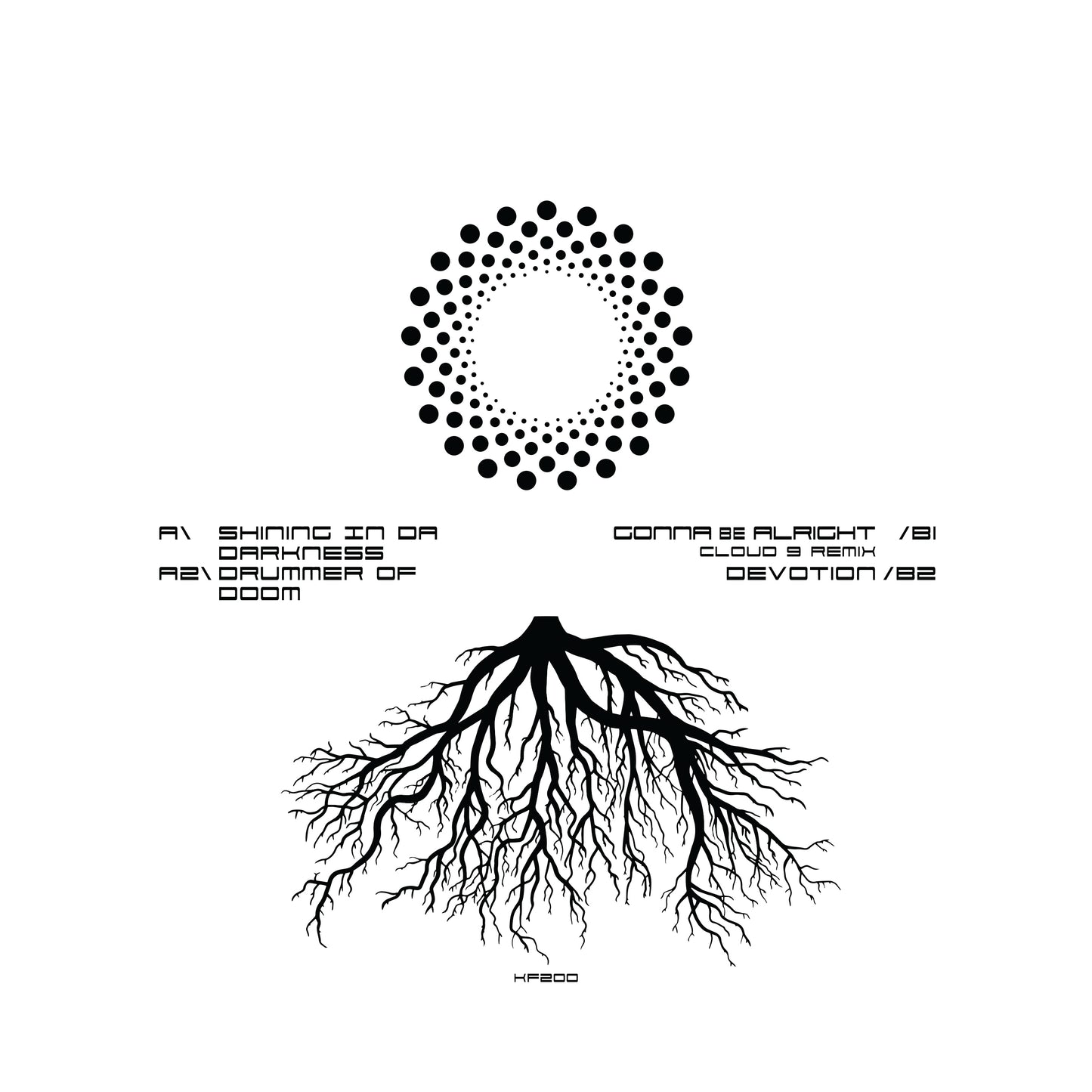 label art of Nookie - Shining In Da Darkness - 12" vinyl release on Kniteforce Records