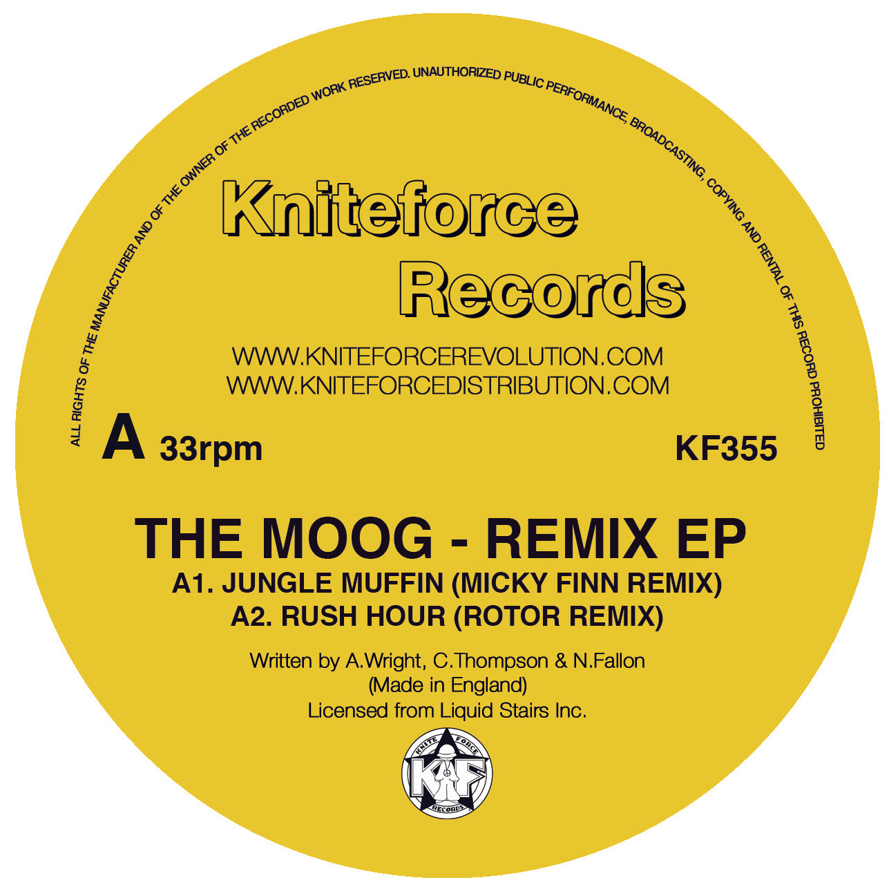 Kniteforce Records vinyl record label with text and branding
