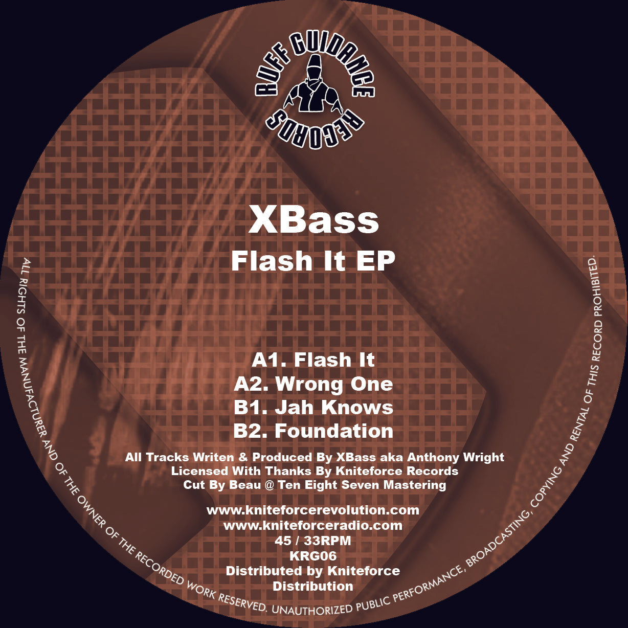 label art for XBass - Flash It - 12" vinyl release on Ruff Guidance