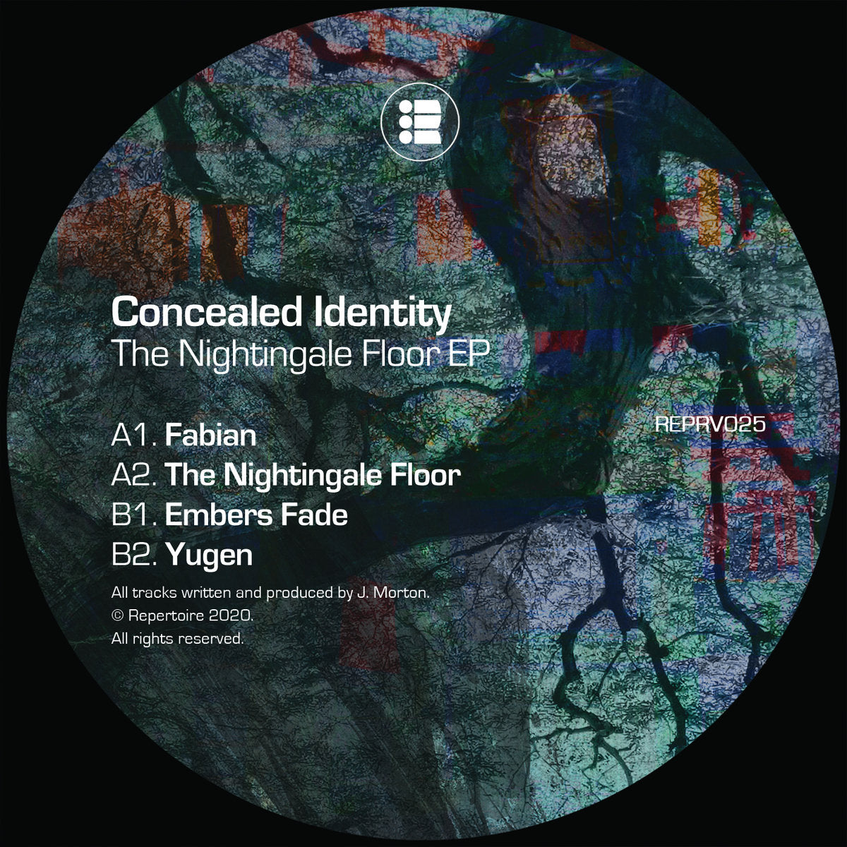 Label Art of Concealed Identity – The Nightingale Floor EP, limited edition 12" black vinyl released on Repertoire