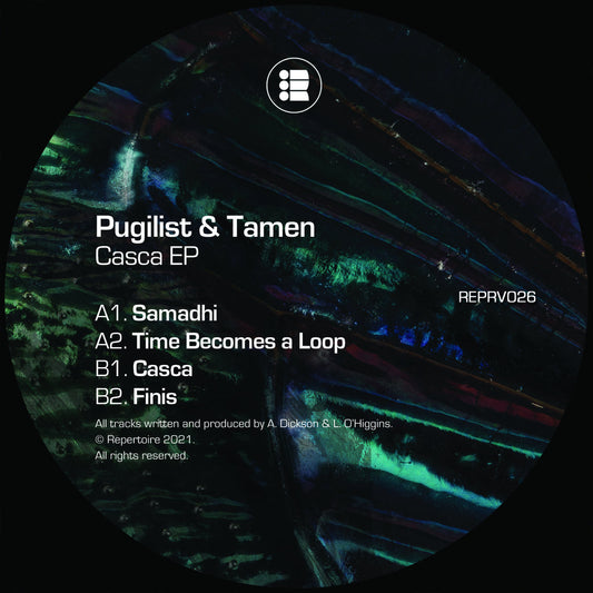 Label Art of Pugilist & Tamen – Casca EP, limited edition 12" black vinyl released on Repertoire