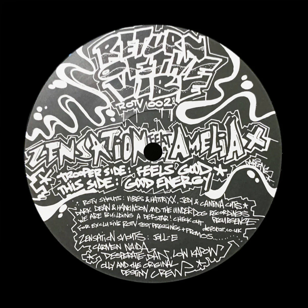 Label Art of Zensation Featuring Amelia X – Feels Good / Good Energy, limited edition 12" black vinyl released on Return Of The Vibe