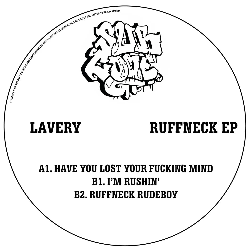 Label Art of Lavery – Ruffneck EP, limited edition 12" black vinyl released on Sub Code Records