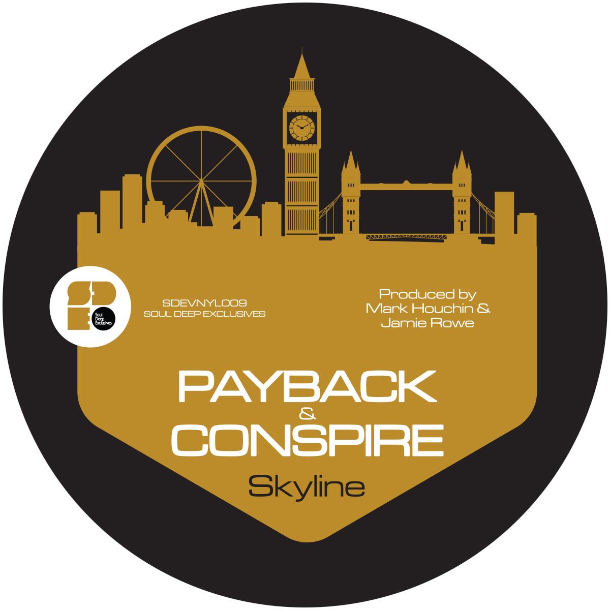 Label Art of Payback & Conspire / mSdoS & Subsid – Skyline / Malibu, limited edition 12" black vinyl released on Soul Deep Exclusives