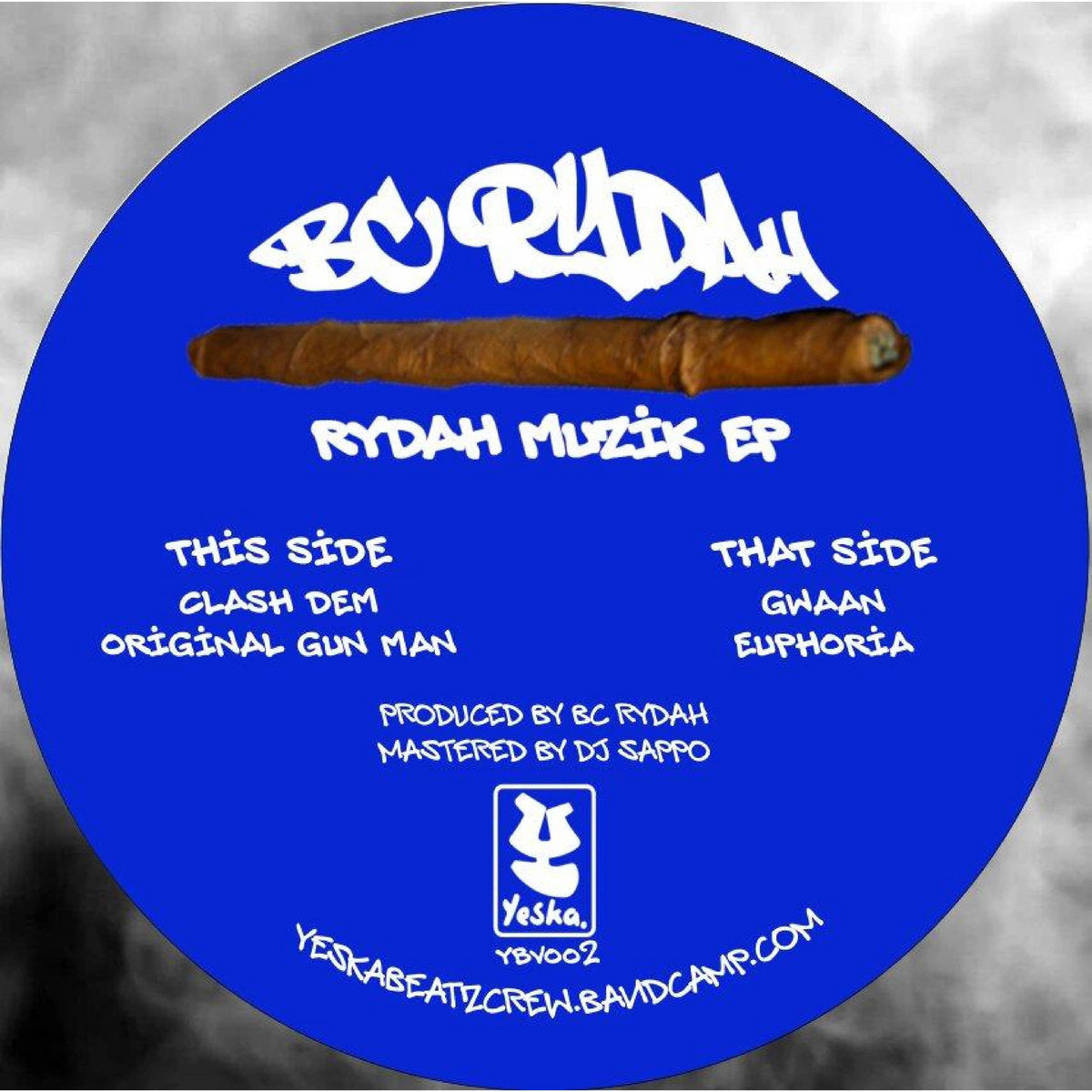 Label Art of BC Rydah - Rydah Muzik EP, limited edition 12" black vinyl released on YESKA Beatz Unltd
