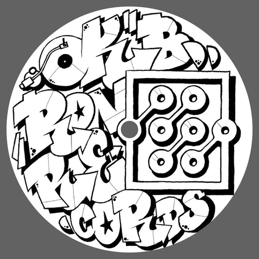 Label art of Chronicle - Outer Rings / Albedo, 12-inch black vinyl release on OKBRON