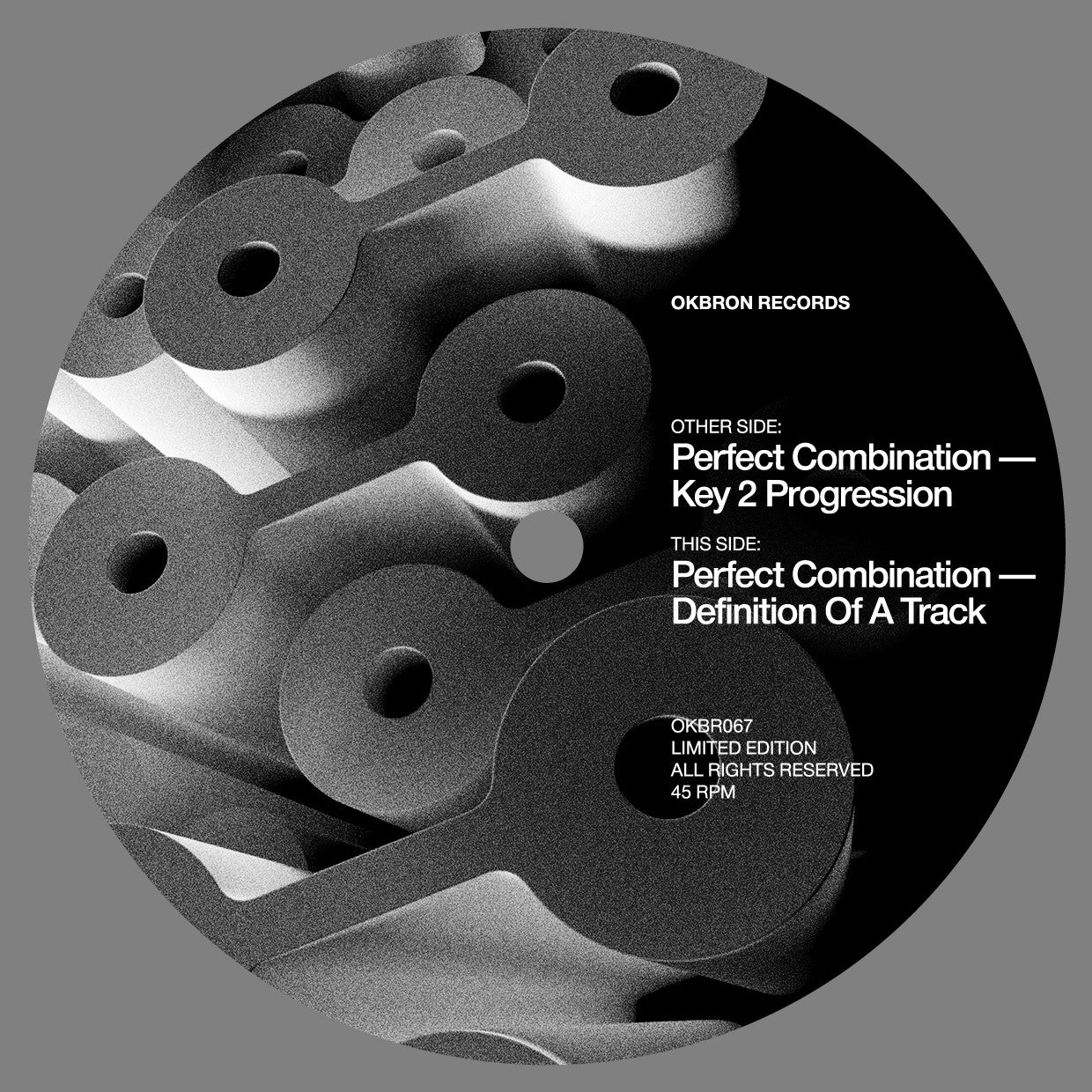label art of Perfect Combination - Key 2 Progression / Definition Of A Track, 12" vinyl release on OKBRON