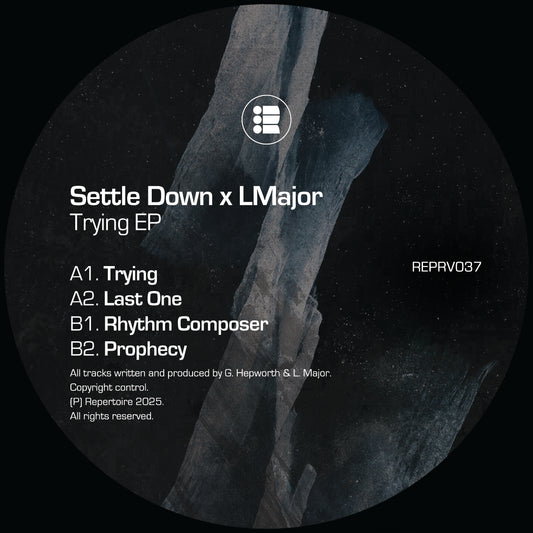 label art of Settle Down x LMajor - Trying EP - 12" vinyl release on Repertoire