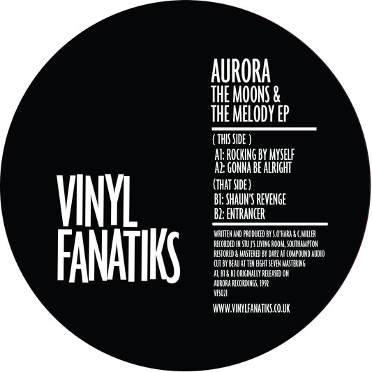 label art of Aurora - The Moons and The Melody - 12" vinyl release on Vinyl Fanatiks