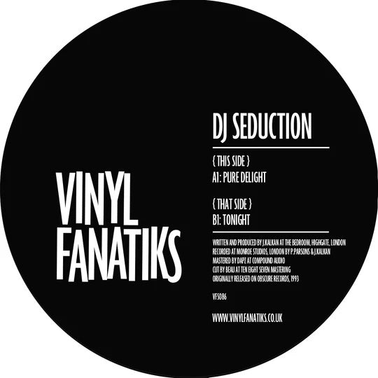 label art of DJ Seduction - Pure Delight / Tonight - 12" vinyl release on Vinyl Fanatiks