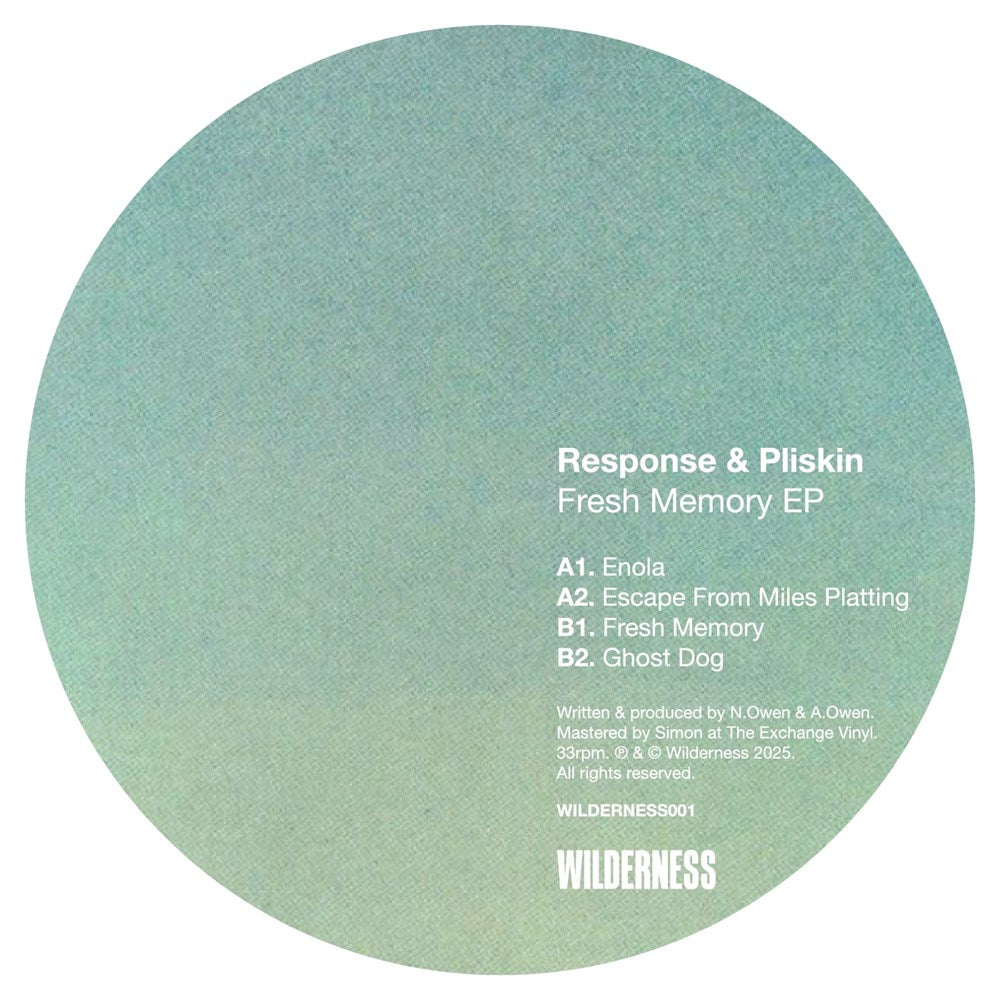 label art of Responce & Pliskin - Fresh Memory EP - vinyl release on Wilderness