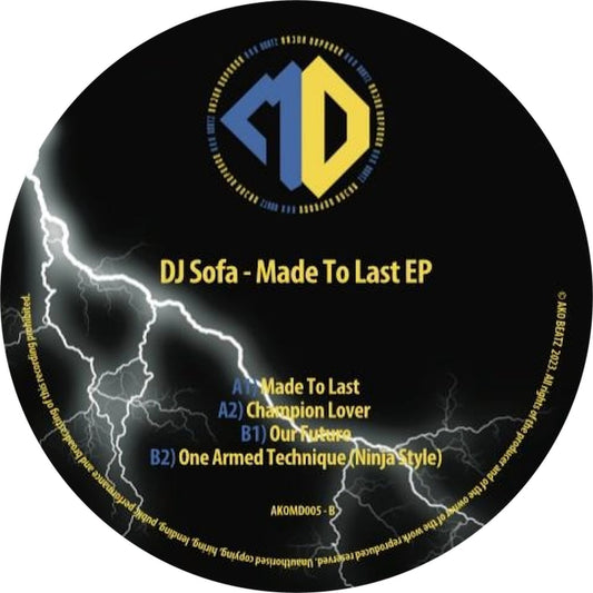 label art of DJ Sofa - Made To Last, 12" vinyl release on AKO Beatz