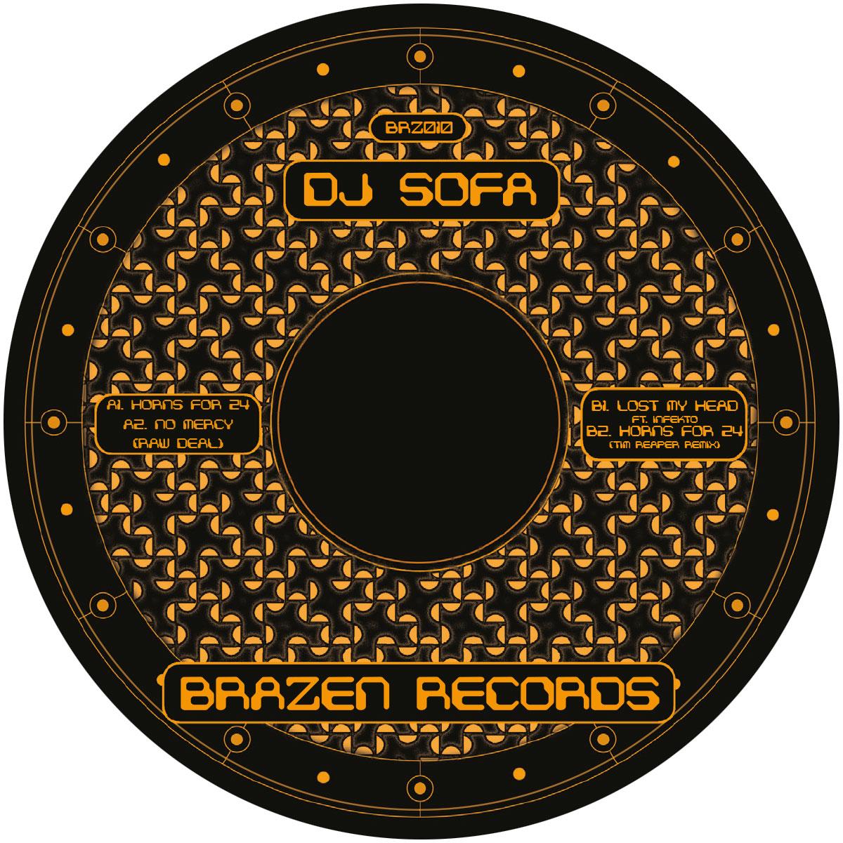 label art of DJ Sofa - BRZ010 - 12" vinyl release on Brazen Records