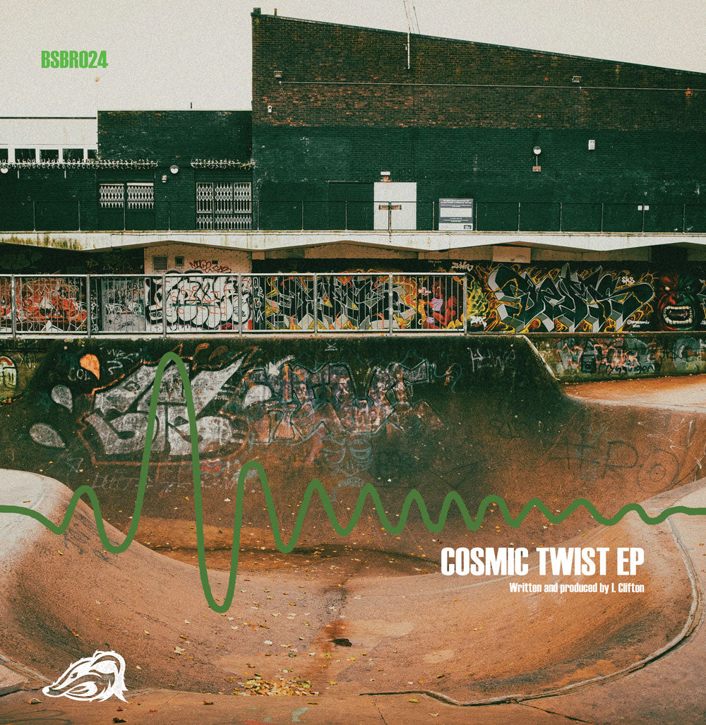 Cover art of Iain Clifton - Cosmic Twist EP, 12-inch black vinyl release on Blueskinbadger Records