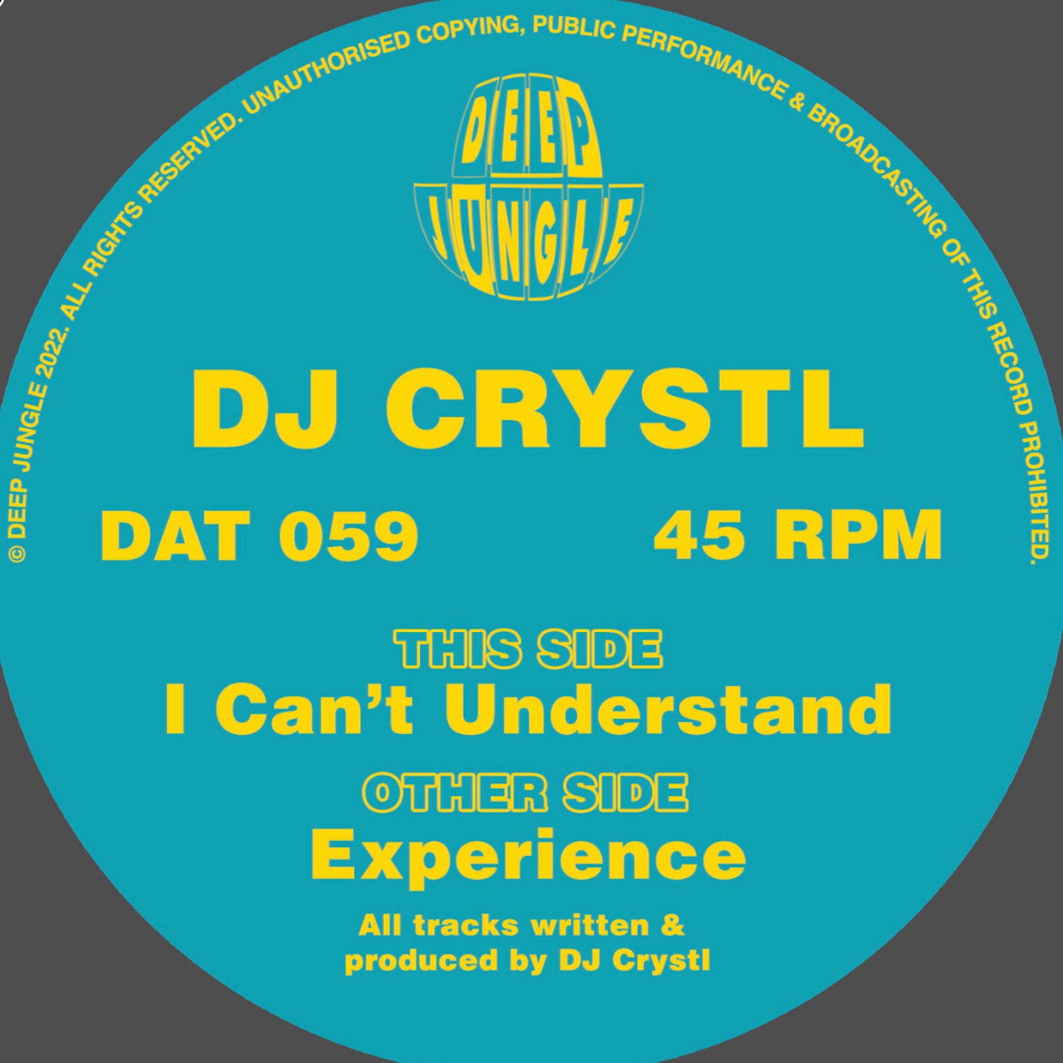 label art of Dj Crystl - Experience - 12" vinyl release on Deep Jungle