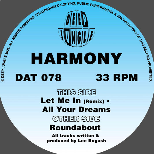 label art of Harmony - Roundabout - vinyl release on Deep Jungle