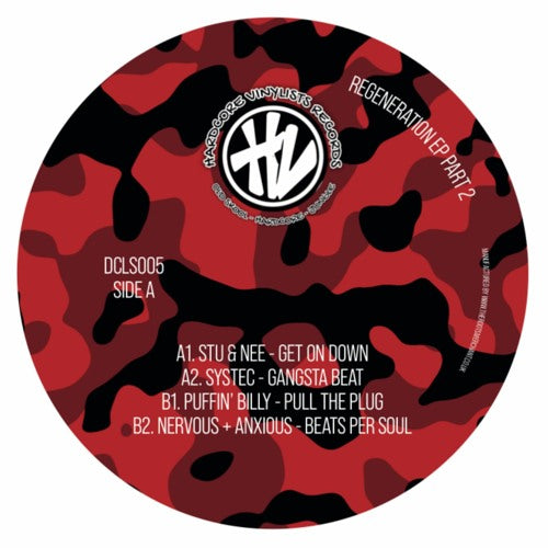 Label Art of Various Artists – Regeneration E.P (Part Two), limited edition 12" black vinyl released on Hardcore Vinylist Records