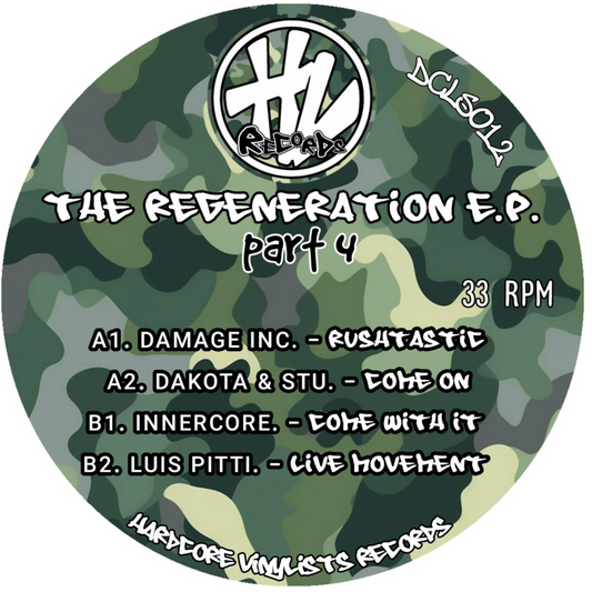 Label art of Various Artists - The Regeneration EP Part 4 - 12" Vinyl release on Hardcore Vinylists Records