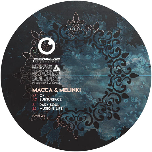 Label Art of Macca & Melinki - Dark Soul EP, 12" black vinyl released on Fokuz Recordings