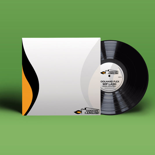 Vinyl record with a white sleeve on a green background
