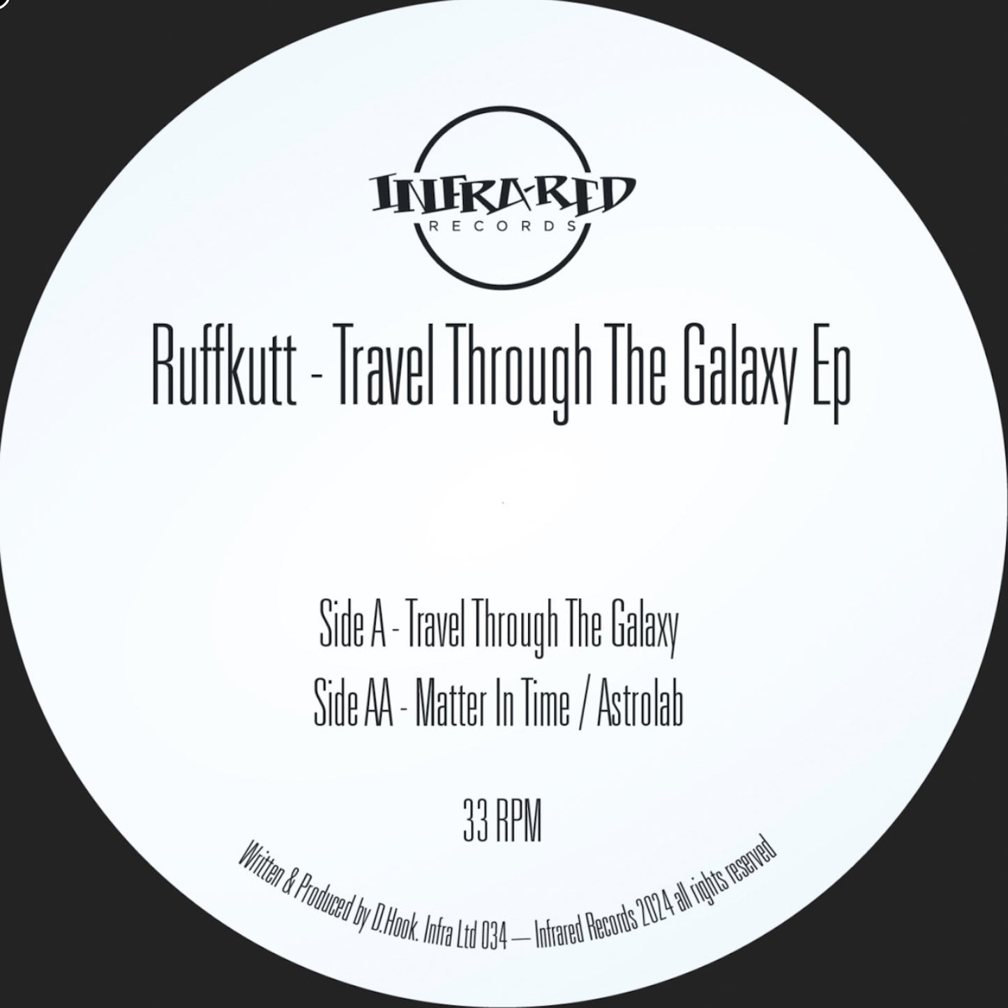 label art of Ruffkutt - Travel Through The Galaxy - 12" vinyl on Infrared Records