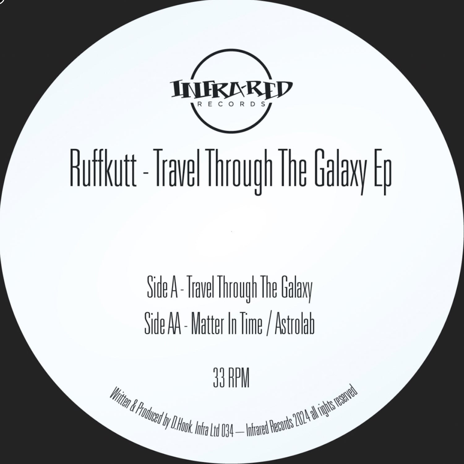 label art of Ruffkutt - Travel Through The Galaxy - 12" vinyl on Infrared Records