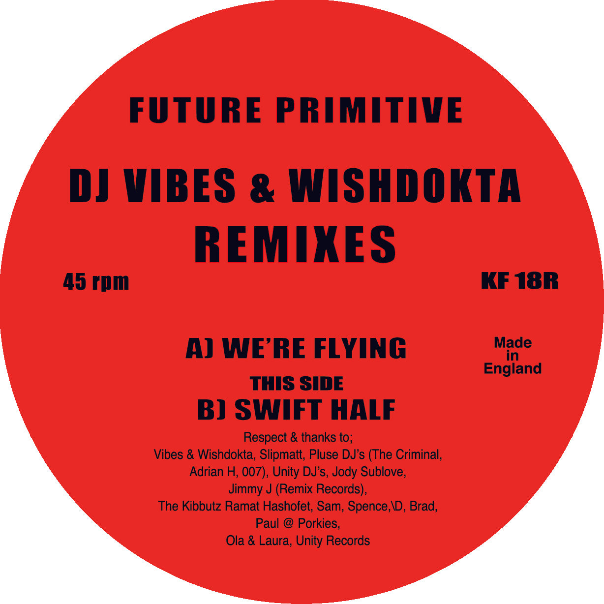 label art of Future Primitive - DJ Vibes & Wishdokta Remix, 12" vinyl release on Kniteforce Records