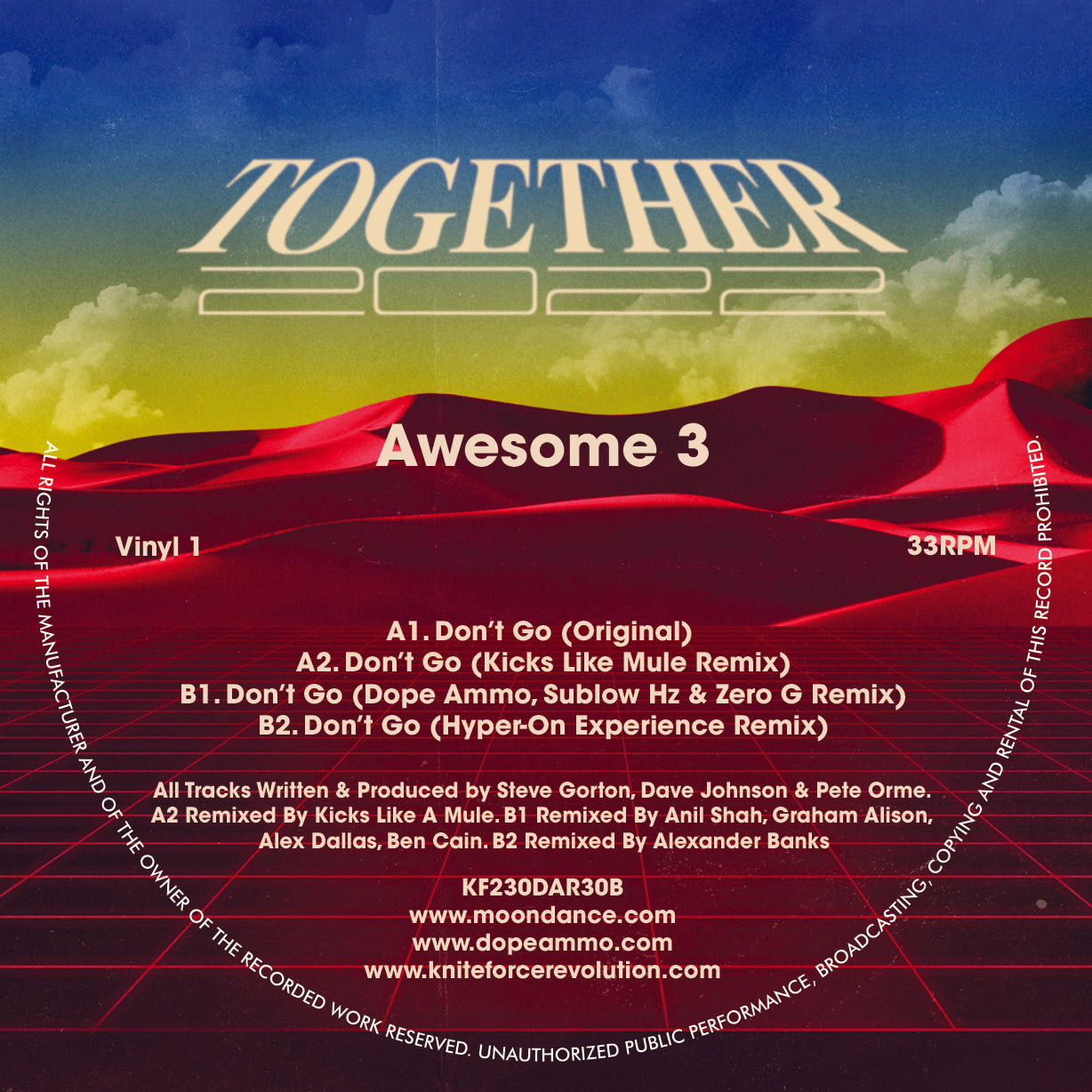 label art of Various Artists - Awesome 3 EP - 12" vinyl release on Kniteforce Records