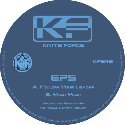 Label Art of From EPS – Follow Your Leader, limited edition 12-inch black vinyl release on Kniteforce Records