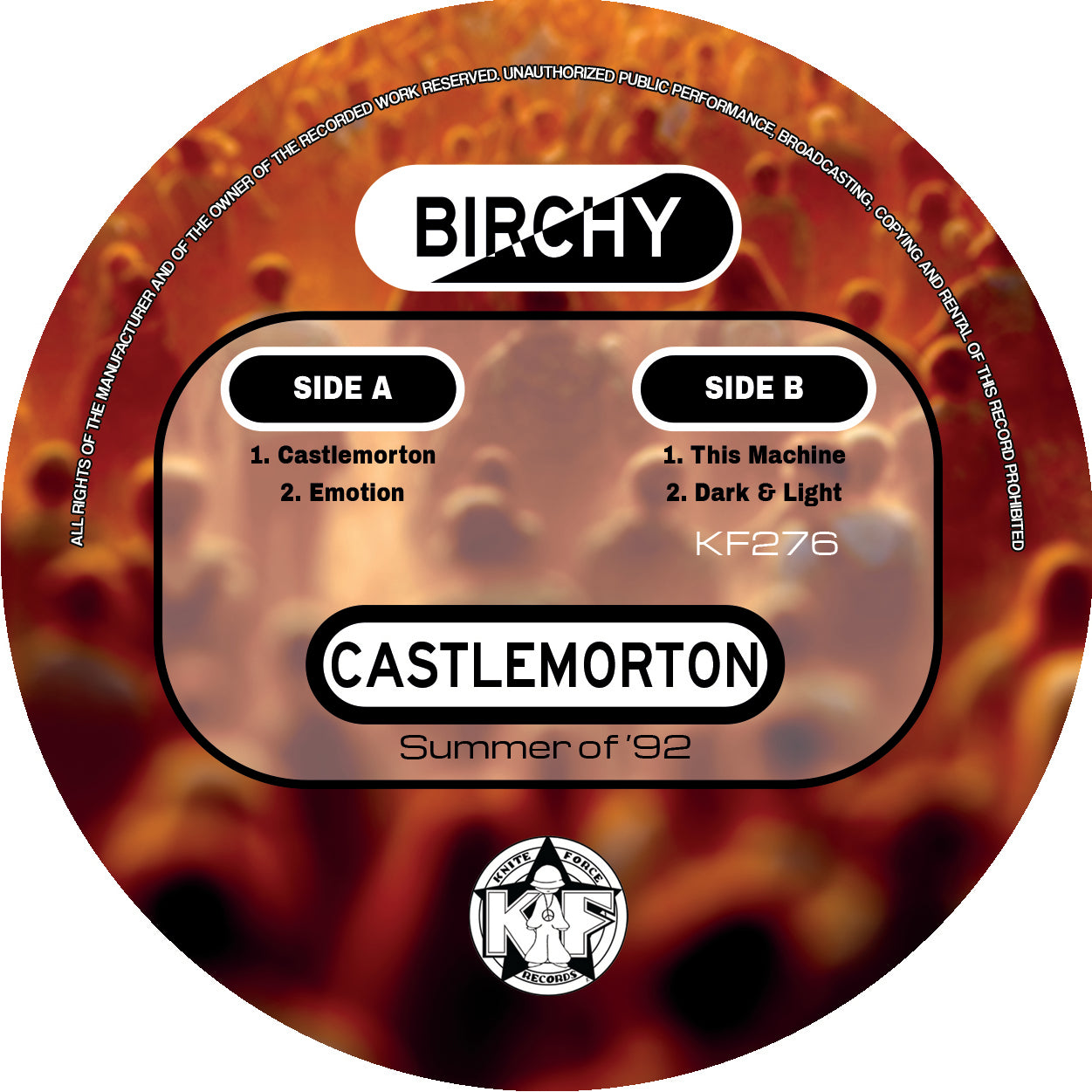Label art of Birchy - Castlemorton Summer Of '92 - 12" vinyl release on Kniteforce Records