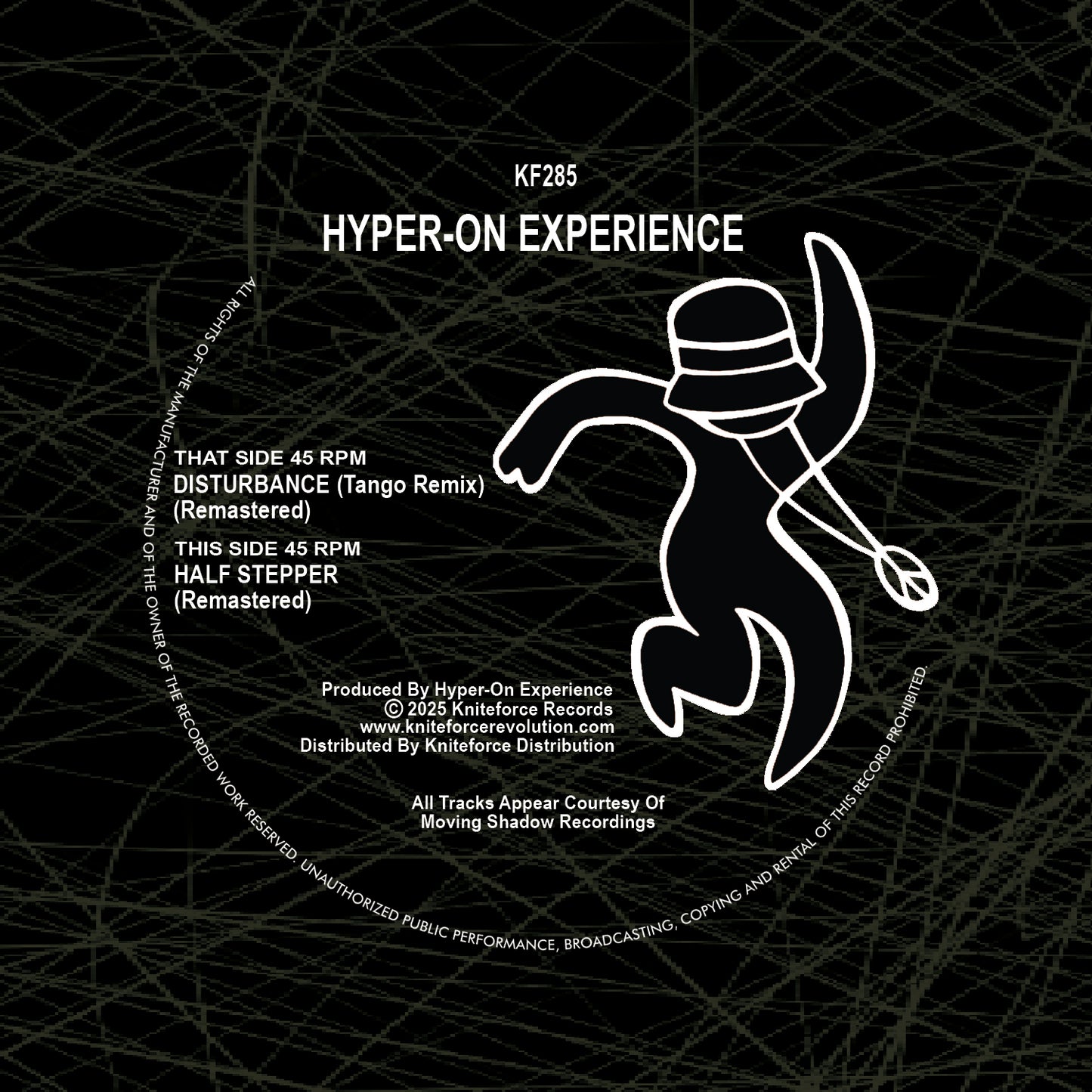 label art of Hyper-On Experience - Disturbance (Tango Remix) / Half Stepper (Remastered) - 10" vinyl release on Kniteforce Records