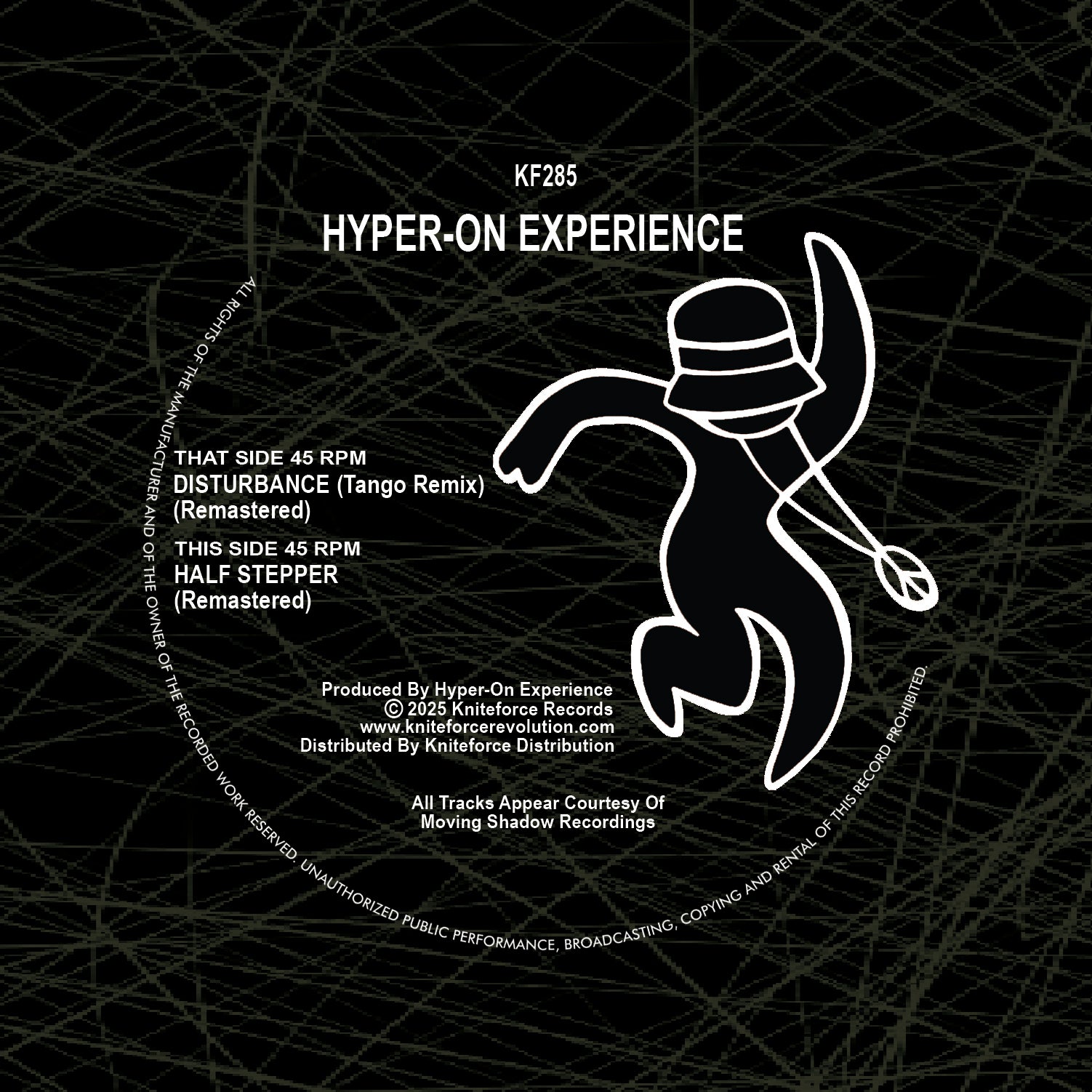 label art of Hyper-On Experience - Disturbance (Tango Remix) / Half Stepper (Remastered) - 10" vinyl release on Kniteforce Records