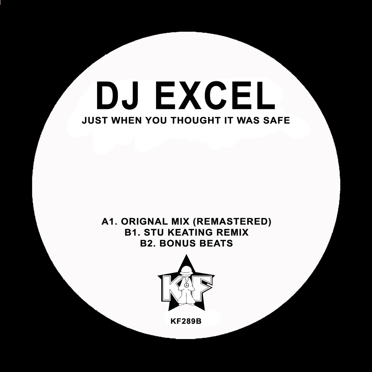 label art of Dj Excel - Just When You Thought It Was Safe - 12" vinyl release on Kniteforce Records