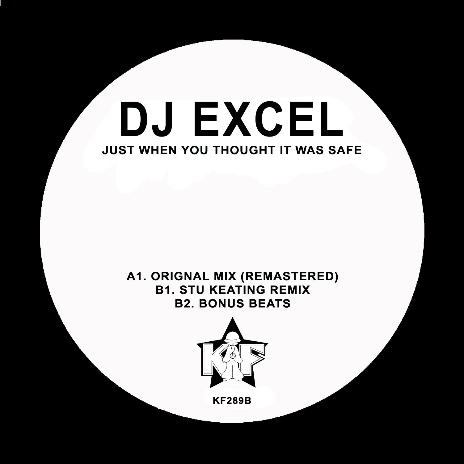 label art of Dj Excel - Just When You Thought It Was Safe - 12" vinyl release on Kniteforce Records