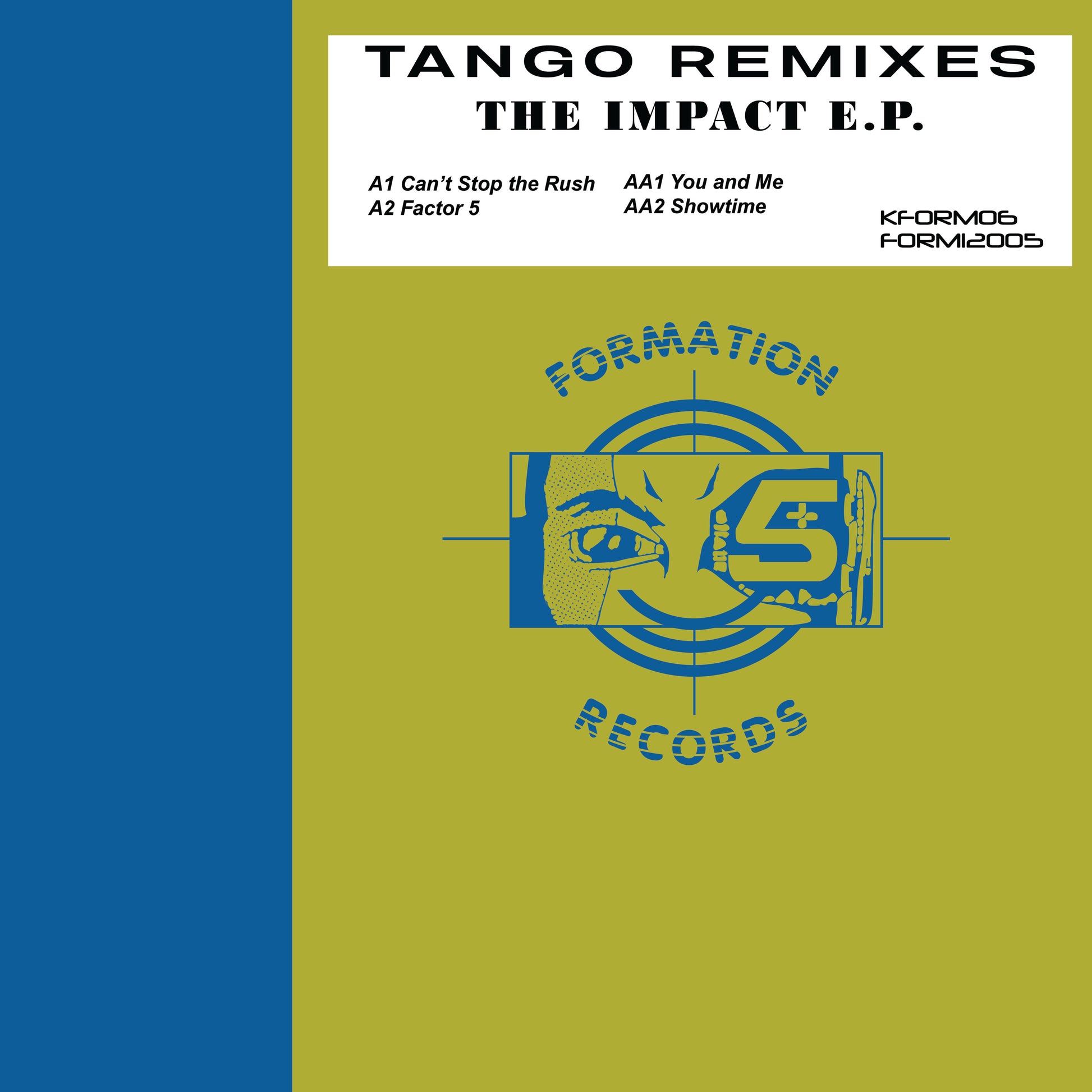 cover art for Tango - The Impact Remixes EP, 12" vinyl release on Kniteforce Records and Formation Records