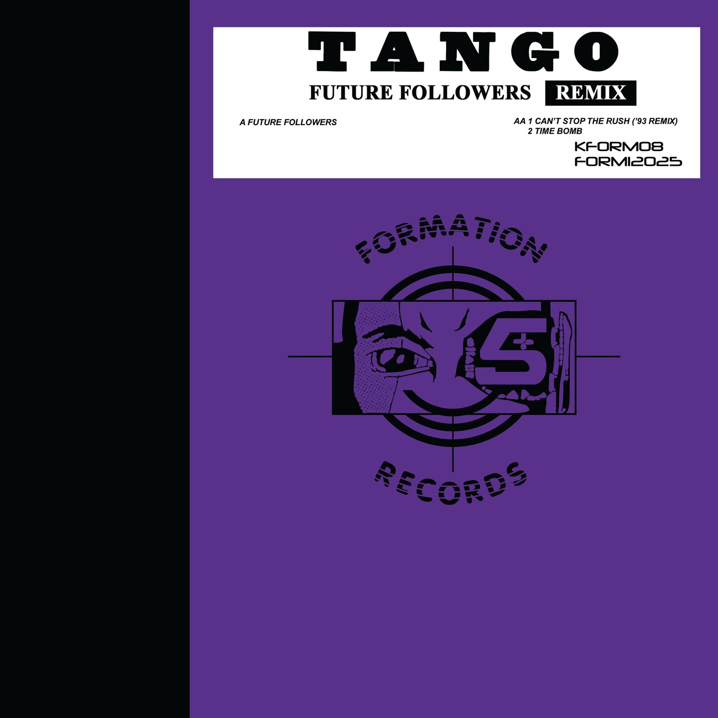 Album cover with 'Tango' by Future Followers remix on a blue background with Formation Records logo.