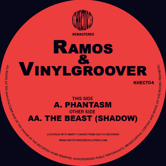 Label Art of From Ramos & Vinylgroover – Phantasm / The Beast, limited edition 12-inch red vinyl release on Hectic Records