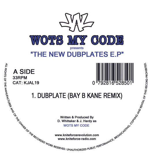 Label Art of From Wots My Code – The New Dubplates E.P, limited edition 12-inch black vinyl release on Just Another Label