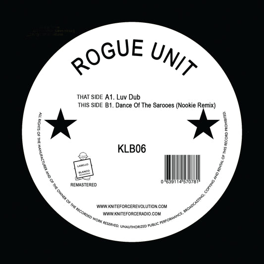 label art of Rogue unit - Luv Dub - 12" Vinyl release on Kniteforce / Labello Blanco Recordings