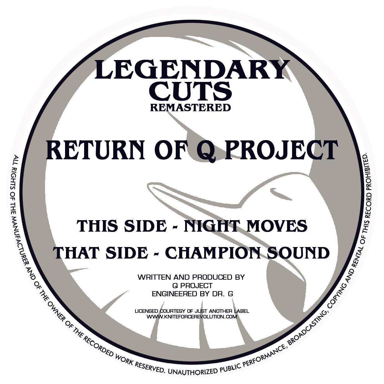 Label art of Q Project - The Return Of Q Project, 12-inch black vinyl release on Legend Records